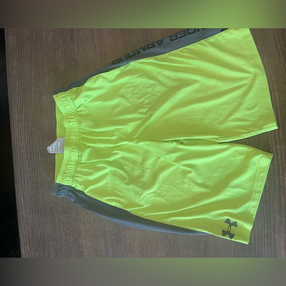 neon yellow youth large shorts under armour